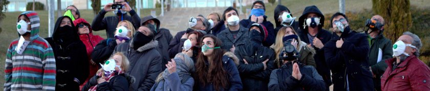 Colaboradores de La Fuga durante la convocatoria "Ni un respiro al cementerio nuclear".